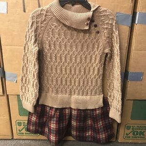 Tommy Bahama girls Camel sweater Knit and Camel/red Plaid 1pc Dress sz M (7/8)